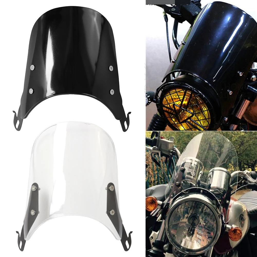 Universal 5 7 Inch Motorcycle Windshield Retro Cafe Racer Headlight