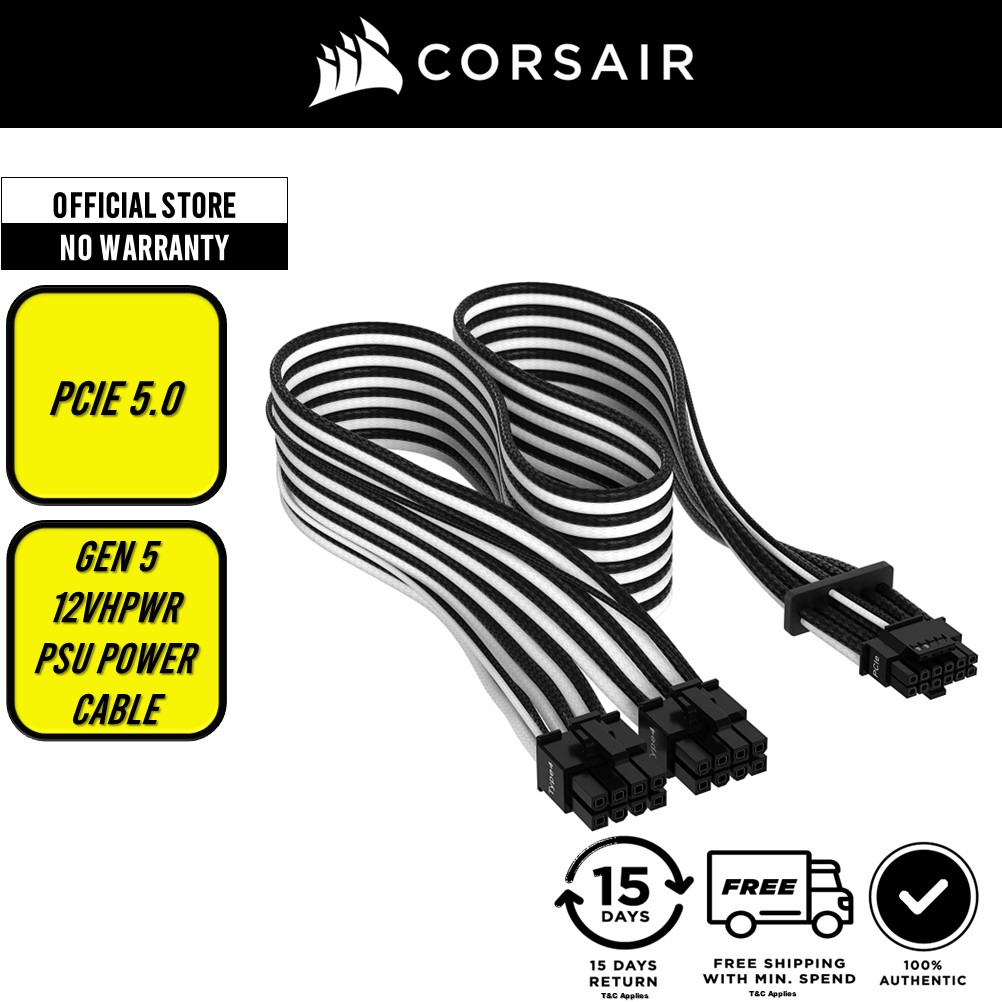 CORSAIR Premium Individually Sleeved 12+4pin PCIe Gen 5 12VHPWR 600W PSU Power Supply Cable