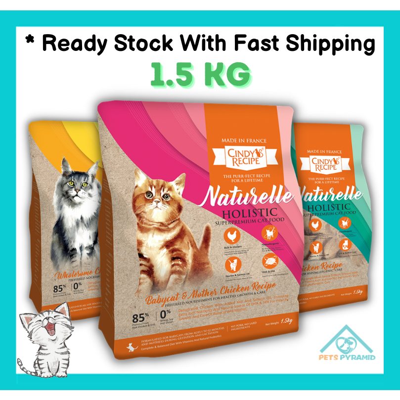 Cindy Recipe Naturelle Holistic Super Premium 1.5kg Cat Food Makanan 