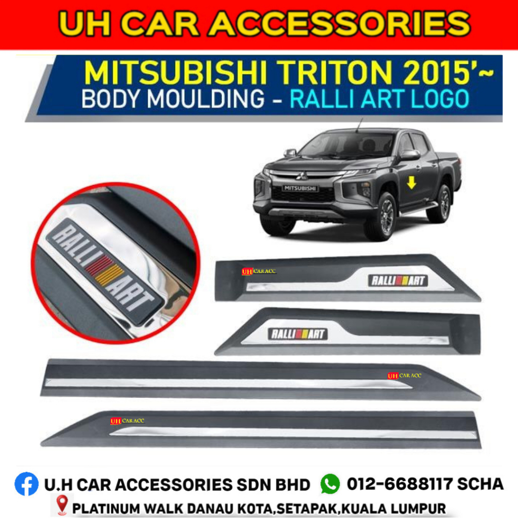 MITSUBISHI TRITON 20152023 SIDE DOORS CLADDING MOLDING TRIM GUARD BODY