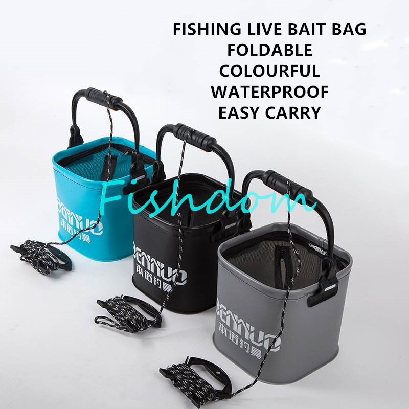 FISHDOM Tong Umpan Hidup EVA Live Bait Storage Fishing Bag Bucket Box ...
