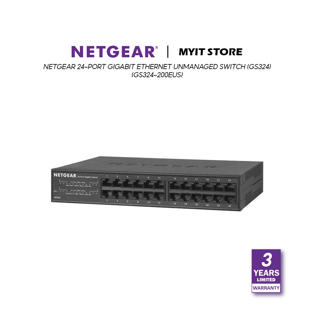 Netgear 24 Port Gigabit Ethernet Unmanaged Switch Gs324 Gs324