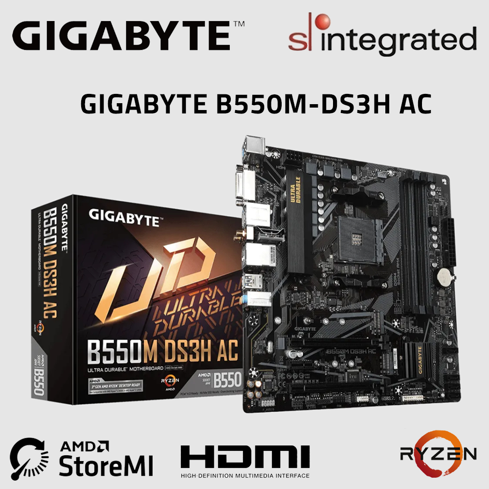 Gigabyte B550M DS3H AC Ultra Durable WiFi Motherboard + AMD Ryzen
