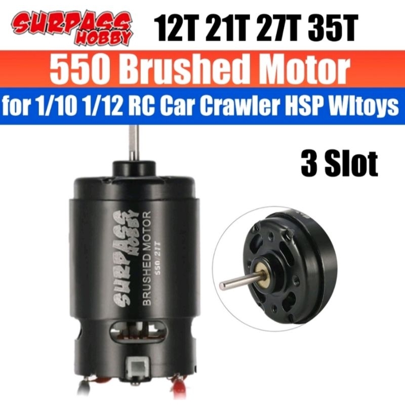 Surpass Hobby 550 3 Slot Brushed Motor 12T 21T 27T 35T Waterproof Brush ...