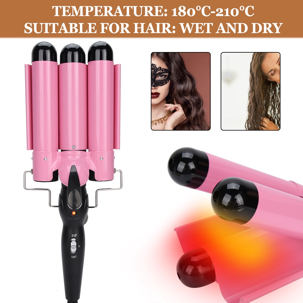 Hair Curler Tourmaline Ceramic Temperature Adjustable Triple Pipe Hair