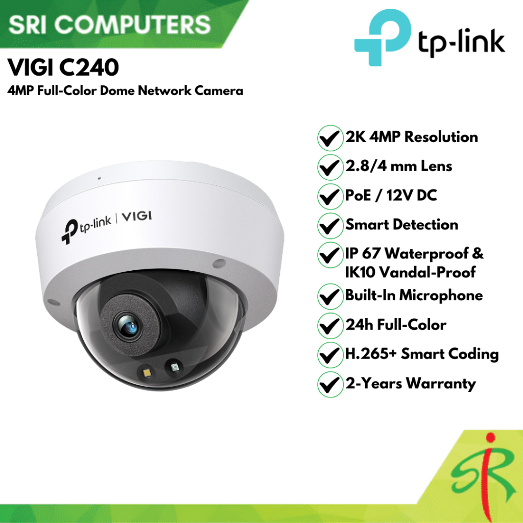 VIGI C240, VIGI 4MP Full-Color Dome Network Camera