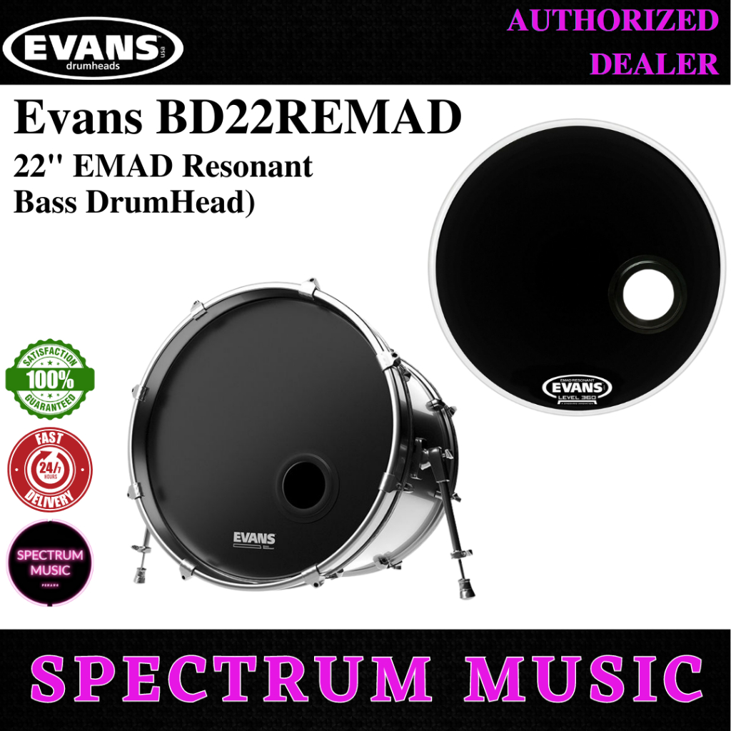 Evans emad resonant bass deals drum head