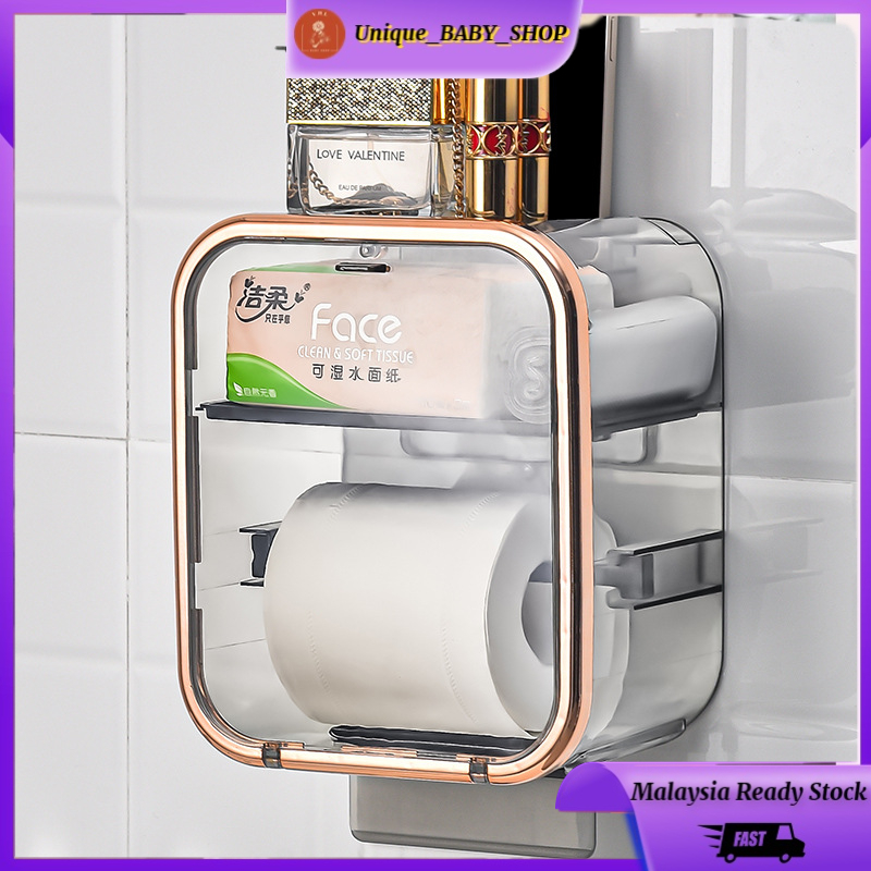 OFFER Bathroom Storage Box Wall-mounted Tissue Holder WaterProof Toilet ...
