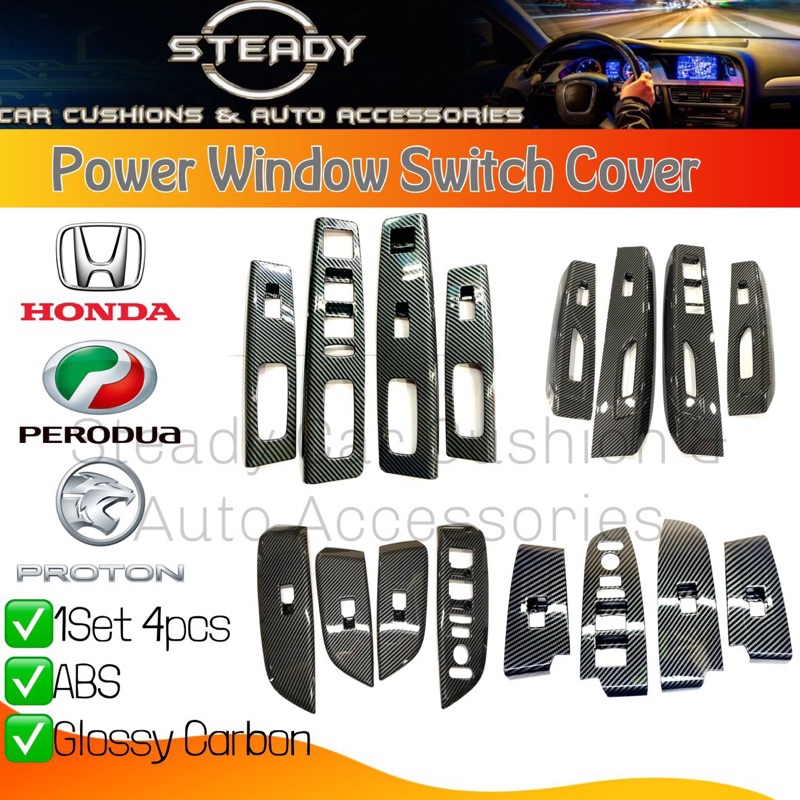 Power Window Switch Cover Carbon Door cover Perodua Bezza Myvi Proton