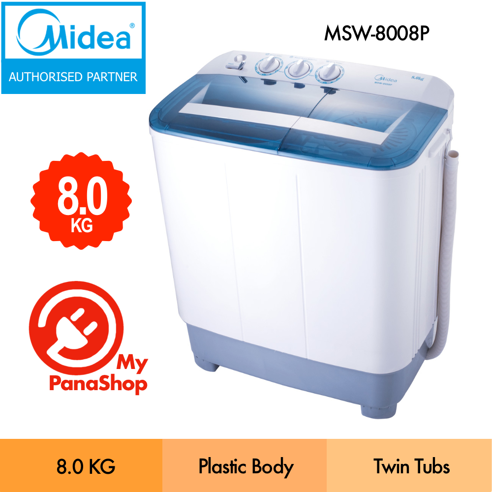 Midea Twin Tub Washer Semi Auto Washing Machine Promo (8kg) MSW-8008P ...