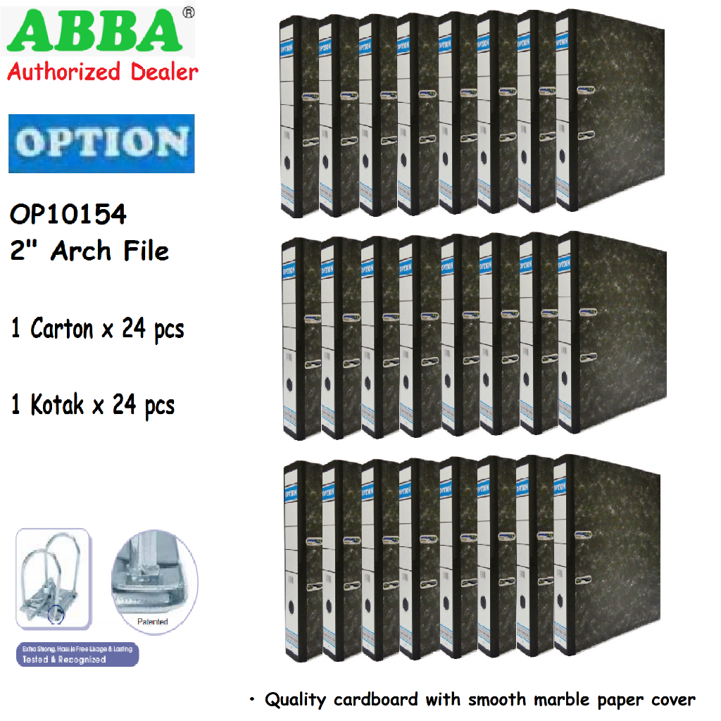 ABBA Option Arch File 2 inch / 3 inch Fail Kulit Keras Hitam 2 Inci / 3 Inci (1 Carton x 24 pcs