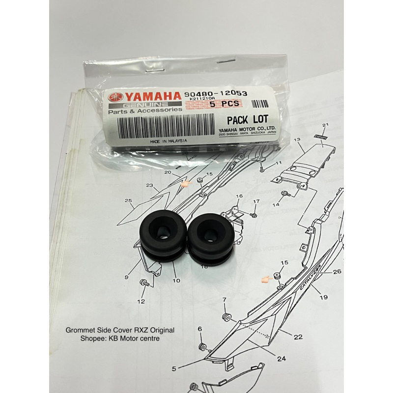 RXZ GROMMET GETAH SIDE COVER BODY YAMAHA RXZ ORIGINAL 2 PCS | Shopee ...