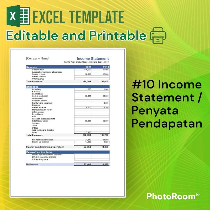 [#10] Income Statement Excel Template / Contoh Template Excel Penyata ...