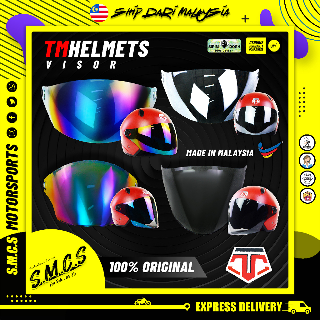 TMH HELMET VISOR RAINBOW / DARK GREY / SLIVER (100% Authentic) Sirim ...