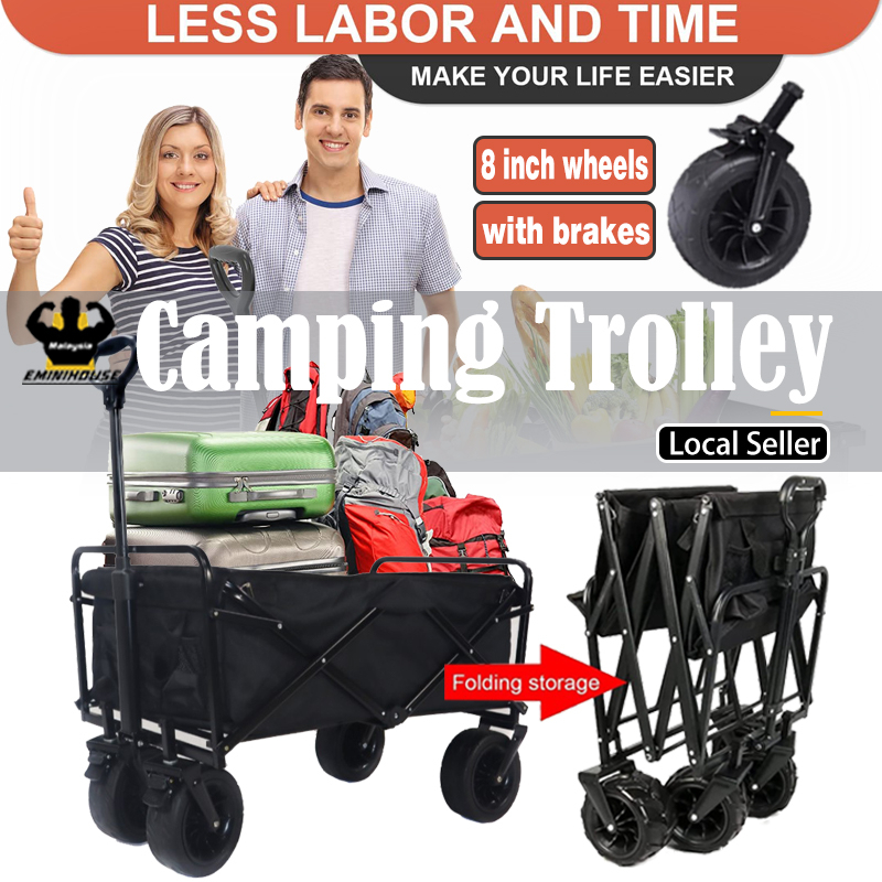 🔥Upgraded ve Foldable Camping Wagon Big Wheel Outdoor Trolley Shopping