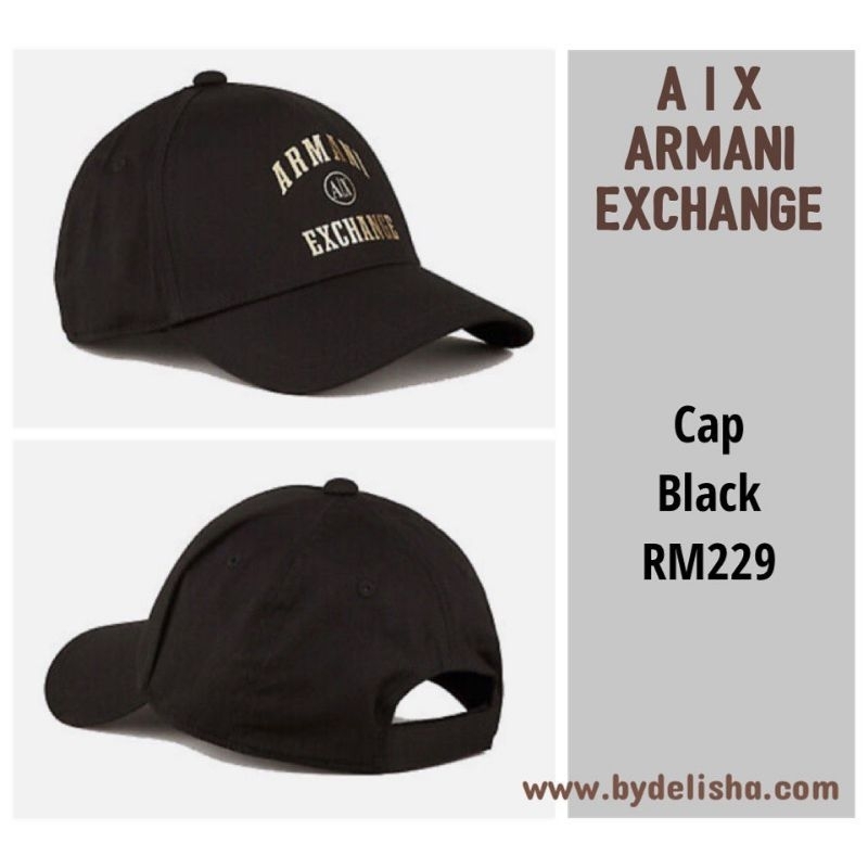 Armani Exchange Men Cotton Baseball Cap Black Gold Logo Shopee