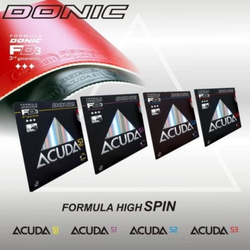 Table tennis rubber Donic Acuda/ Baracuda S1/S2/S3 black red blue
