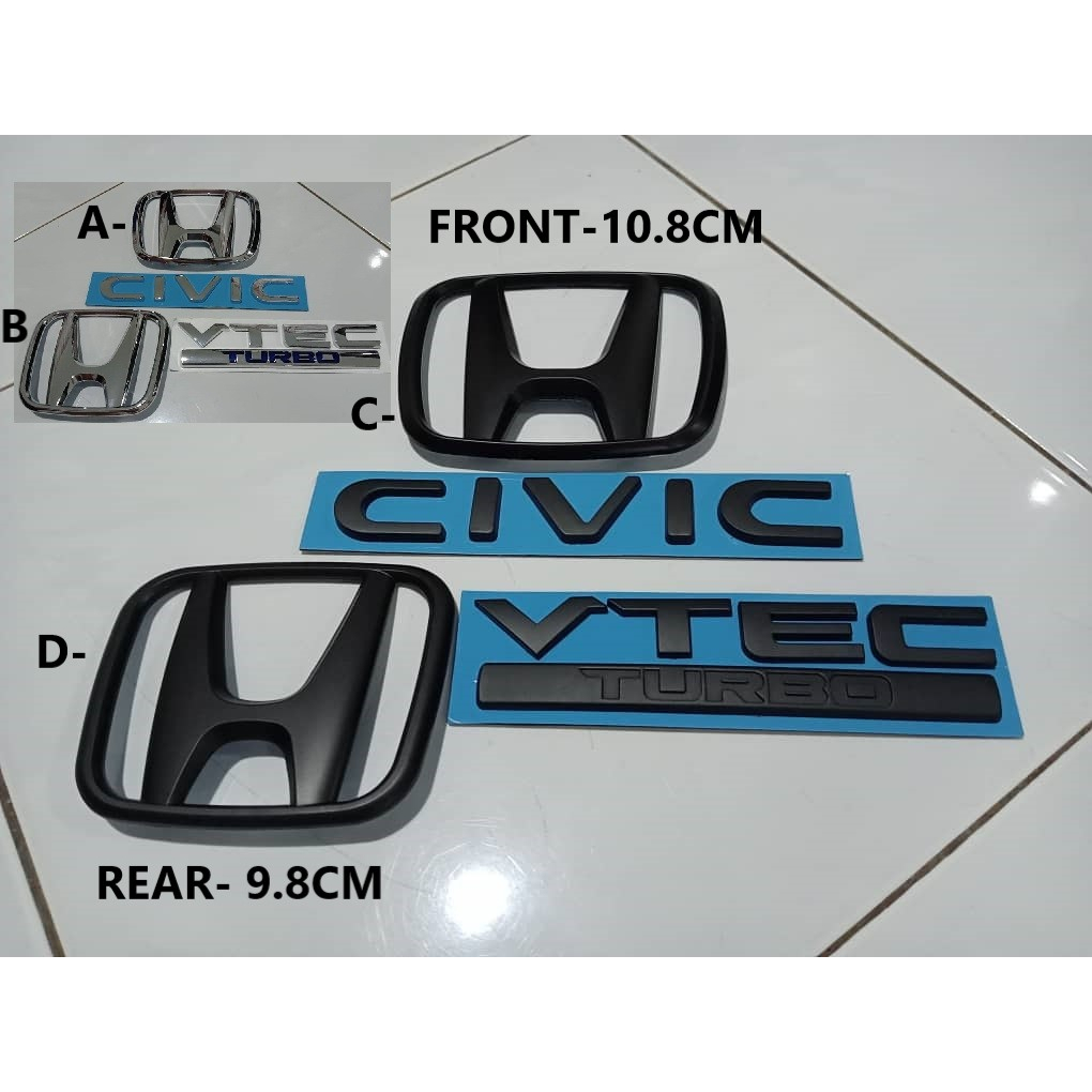 thumbnail image 2 of OEM-Style Gloss Black Emblem Set For Honda Civic 2022-2025 Sport Sedan – Front & Rear Logos, Gloss Finish 2 of 6