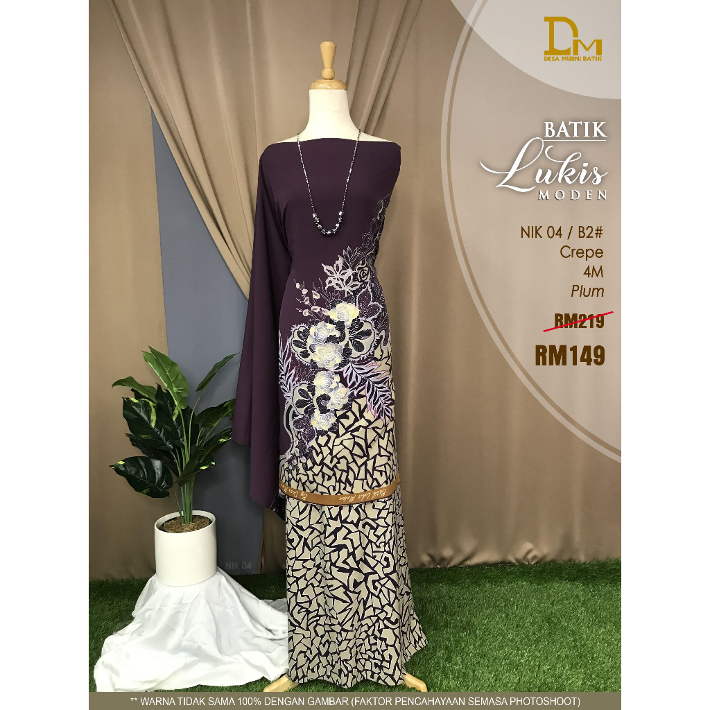 Kain Pasang Crepe Batik Lukis Moden By Desa Murni Batik Ready Stok