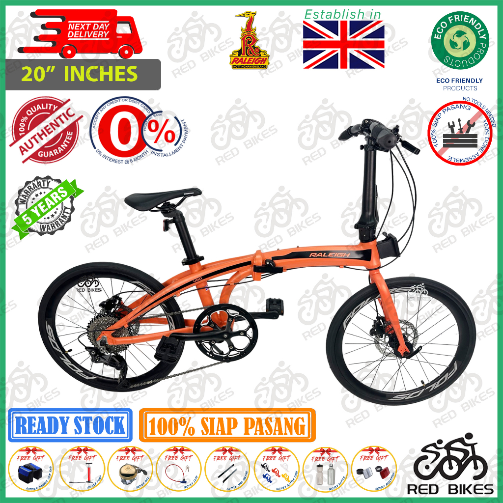 Raleigh UGO Folding Bike Bicycle 20 Inch With Shimano Deore 11 Speed Group Set Limestone Green Shopee Malaysia