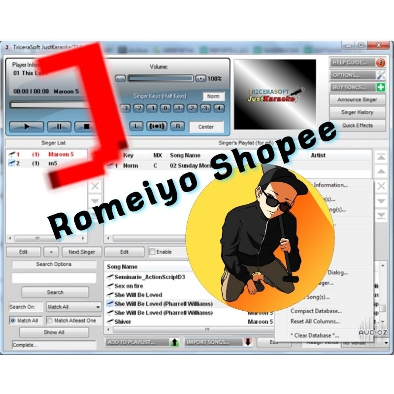 JUST KARAOKE SOFTWARE FULL VERSION + CODEC SOFTWARE WITH SERIAL NO