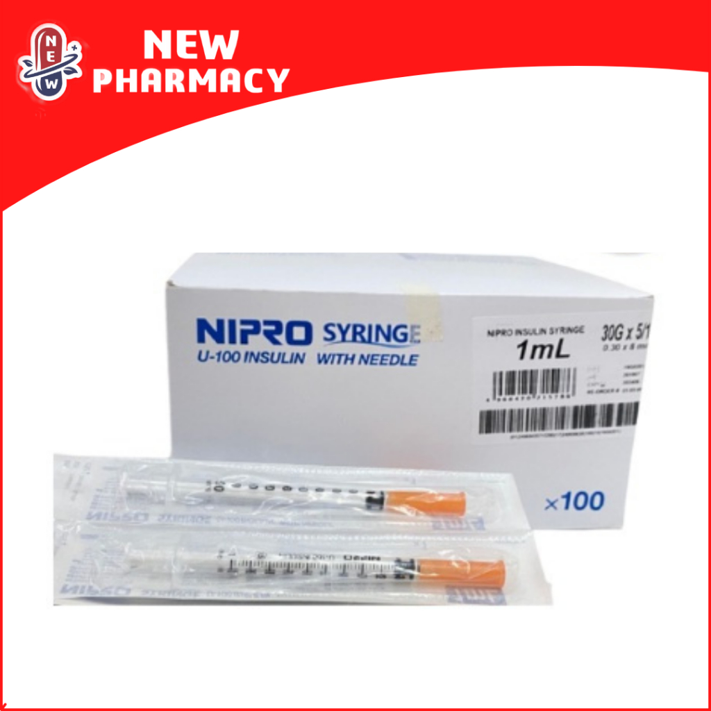 NIPRO Syringe U100 Insulin with Needle 30G x 8mm 1 Box 100's Shopee