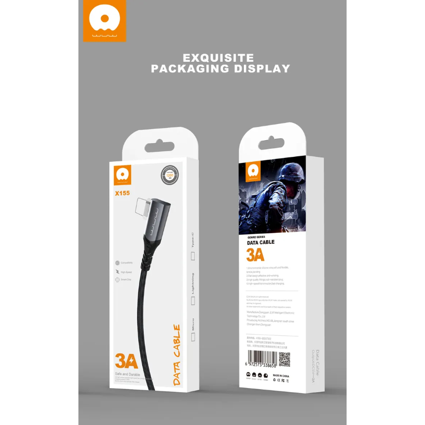 WUW X155 Micro Two-way USB Cable Data Cable 3A Fast Charging Gaming ...