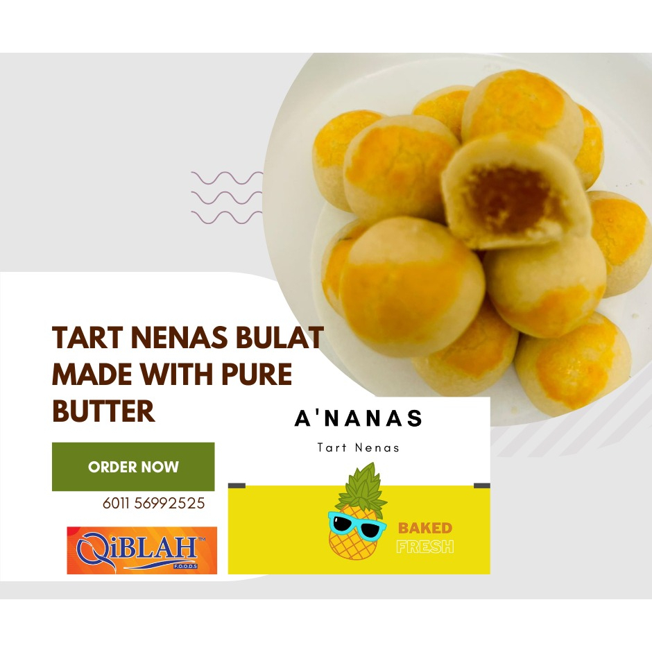 QiBLAH FOODS Pineapple Tarts (Homemade with Pure Butter) Shopee