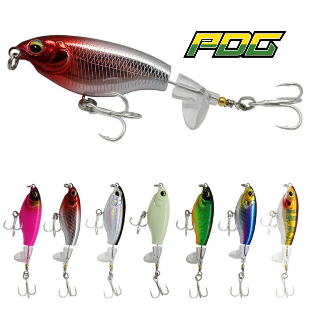 PDG Top Water Lure Spinning Tail Fishing Lure Propeller Sebrau Toman ...