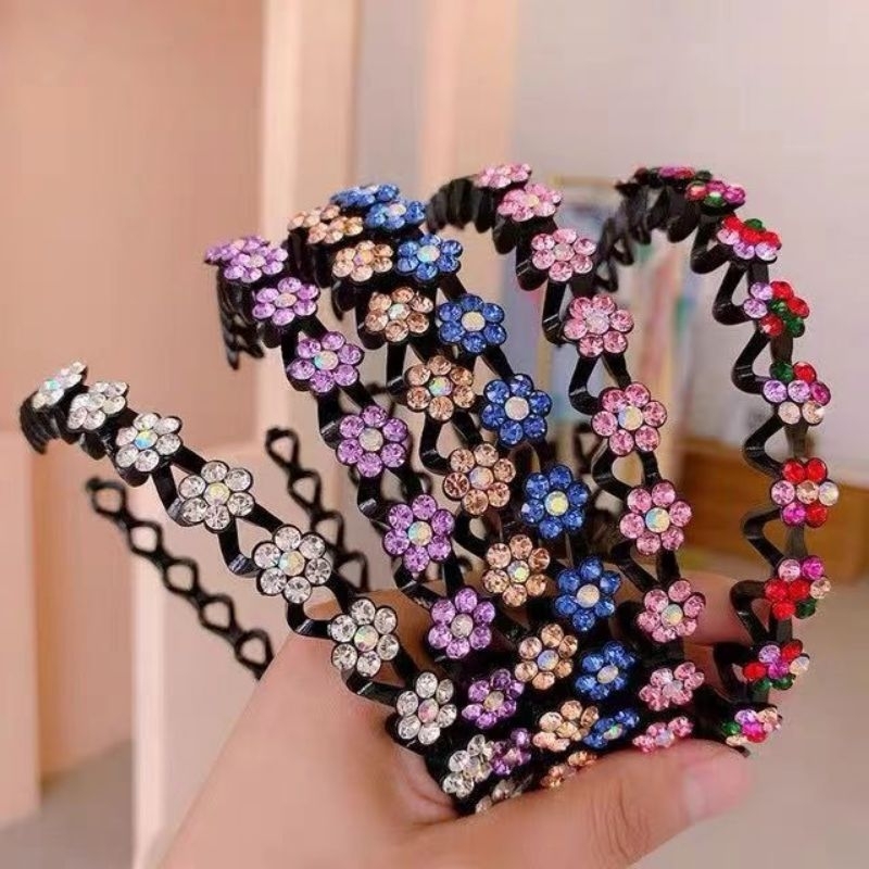 LZ Cekak Rambut Plastik Perempuan Hiasan Batu Pretty Headbands Flower ...