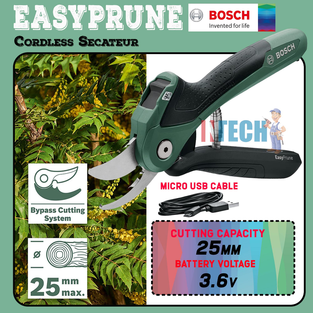 BOSCH EASY PRUNE / EASYPRUNE 3.6V CORDLESS SECATEUR | Shopee Malaysia