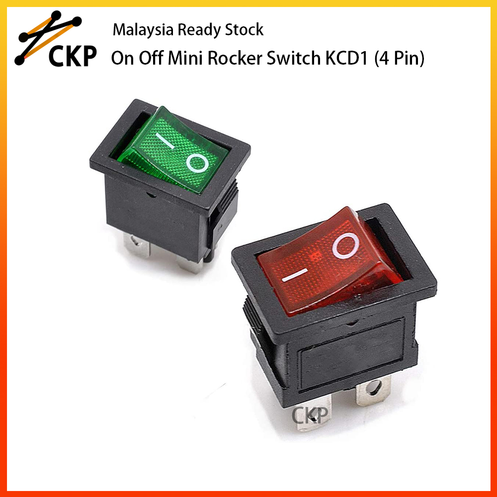 Mini Rocker Switch KCD1 MS-297 4Pin On Off Red/Green/Blue With Neon ...