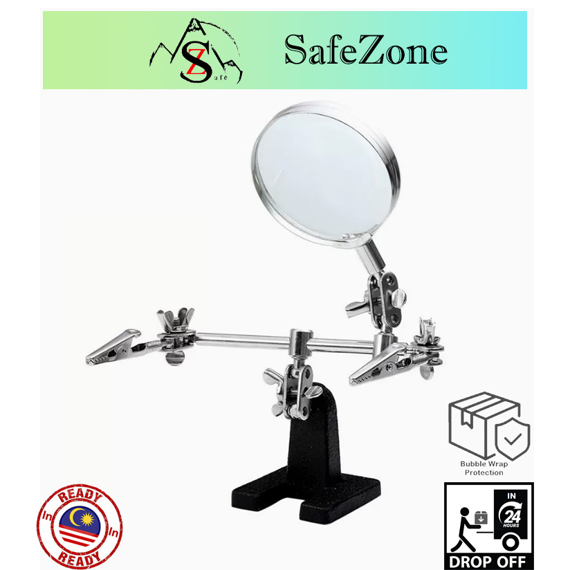 PCB Holder Repairing Platform, 3-in-1 Helping Hands Magnifier with Dual ...