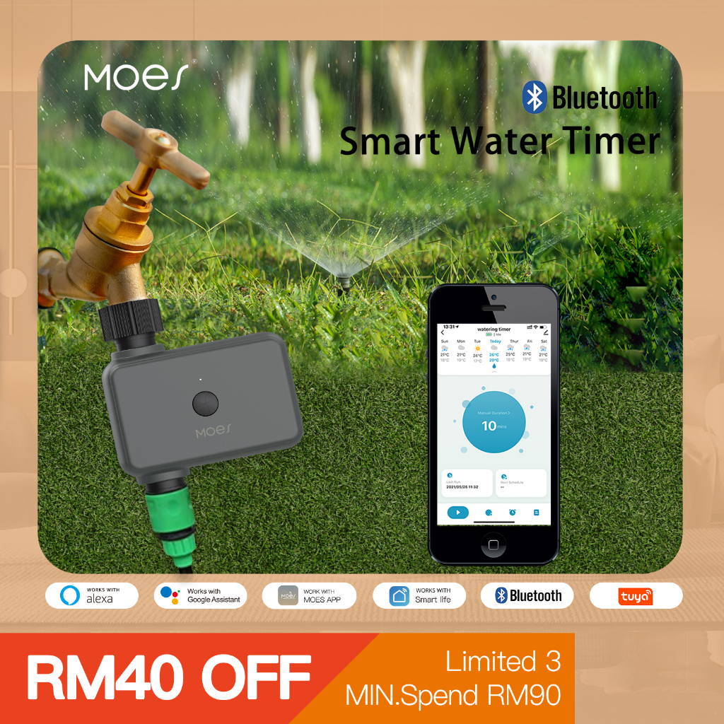 MOES Smart Garden Watering Timers Bluetooth Drip Irrigation Rain Delay Programmable Controller
