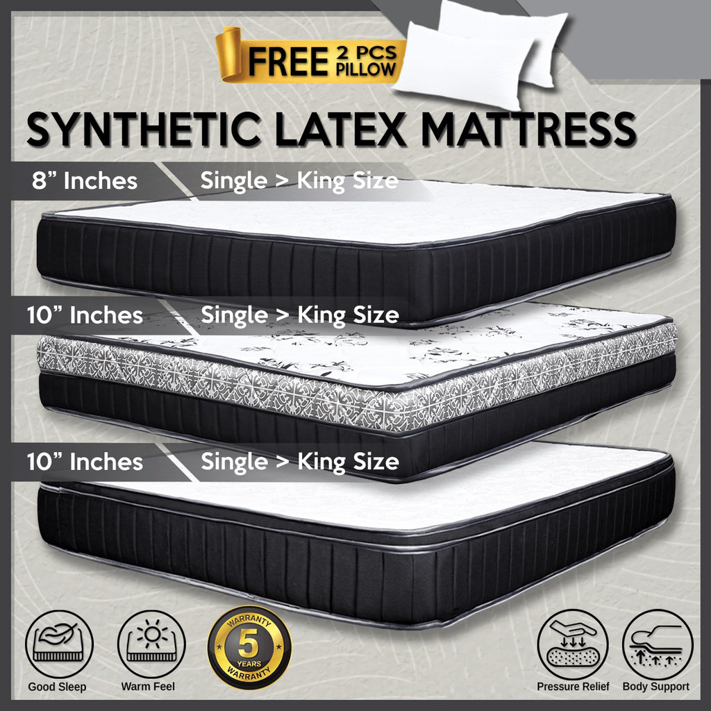 (Free Pillow) Molly & Ollie 10" Synthetic Latex King/Queen/ S. Single