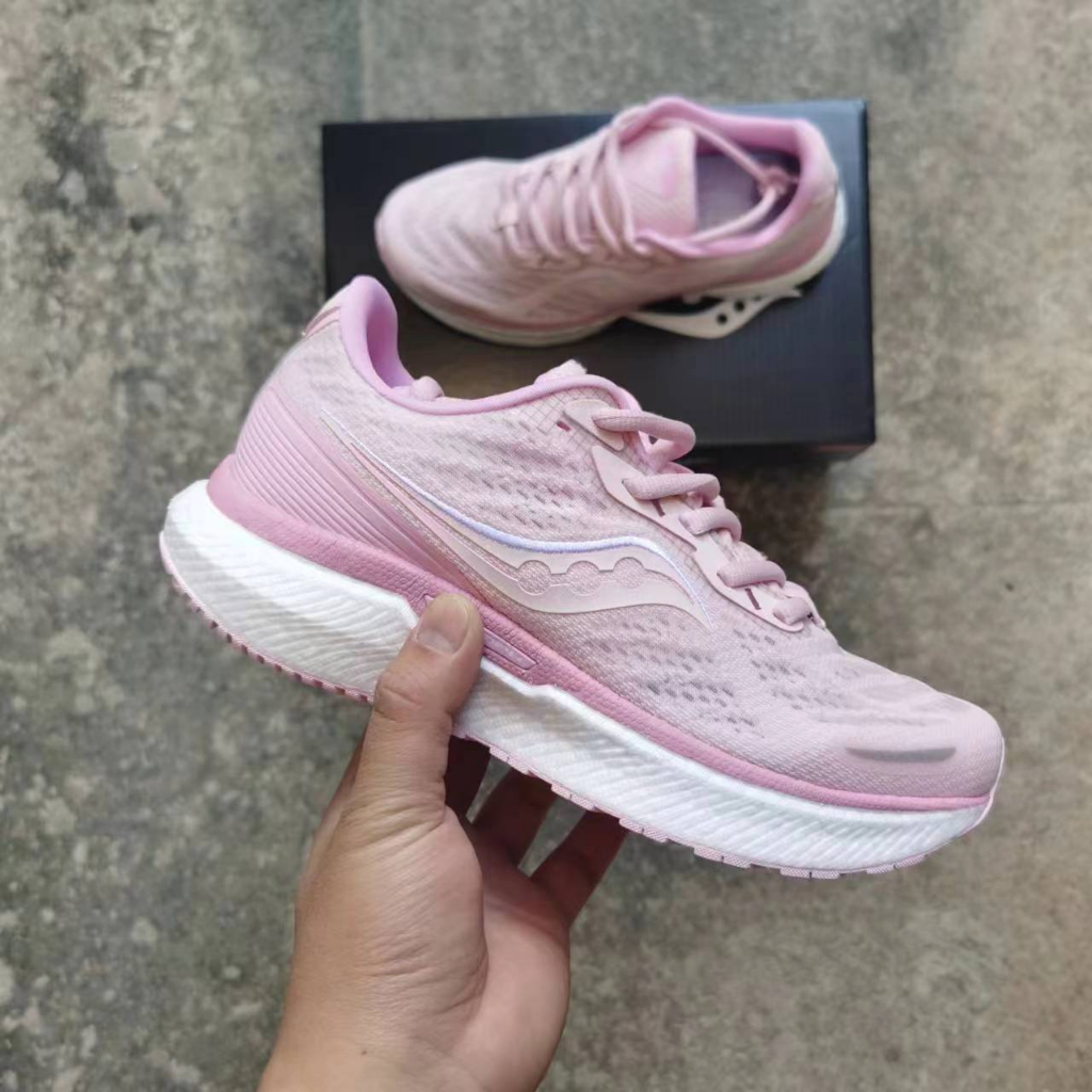 Saucony Pro Triumph Victory 19 Road Running Cushion Shoes Professional Running Kasut Pink White Size36 40