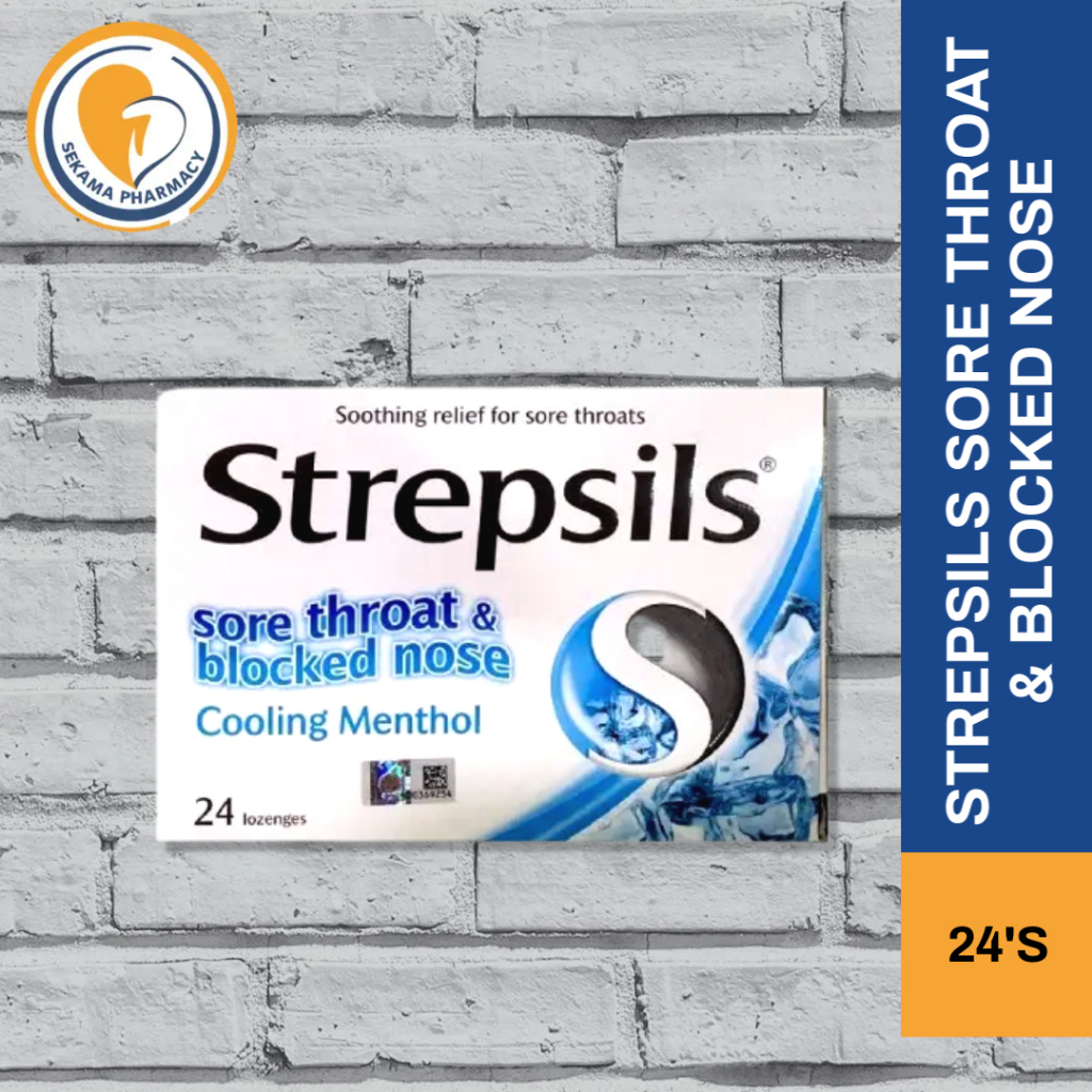 STREPSILS SORE THROAT & BLOCKED NOSE COOLING MENTHOL LOZENGES 24'S/BOX ...