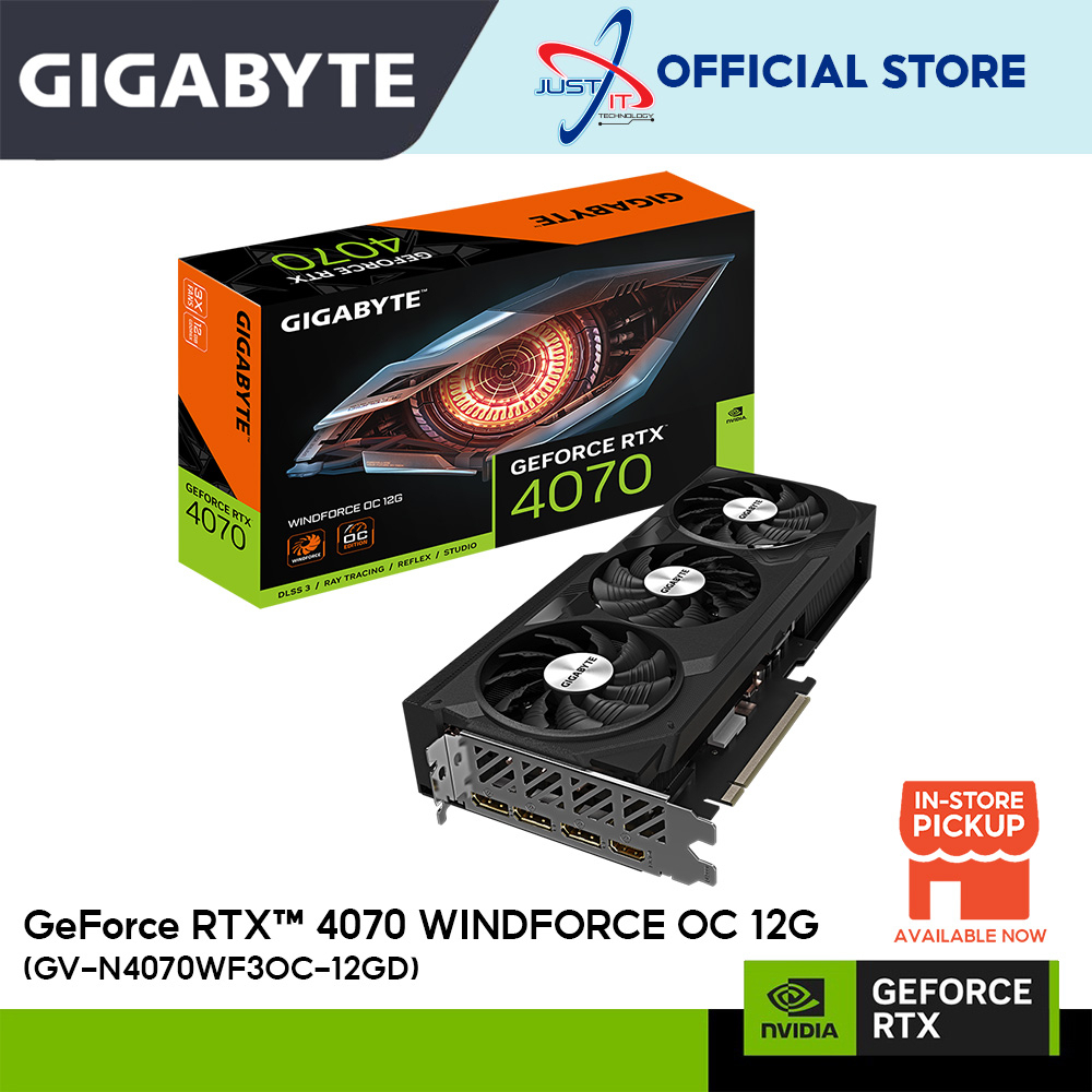 GIGABYTE GV-N4070WF3OC-12GD GeForce RTX4070 WINDFORCE OC 12GB GDDR6X ...