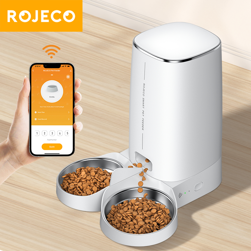 ROJECO 4L Automatic Pet Feeder WIFI+APP Control Pet Dispenser Remote