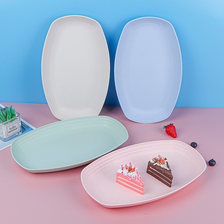 29cm Wheat Straw Colorful Tableware Bpa Free Rectangular Plate Dessert ...
