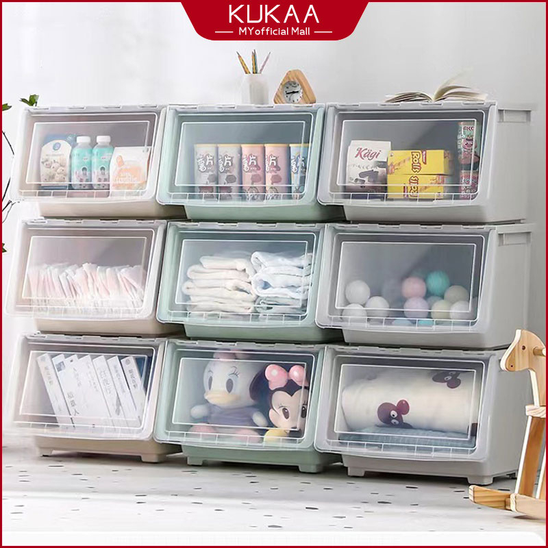Flip Top Storage Box Stackable Storage Box Organizer Multifunction