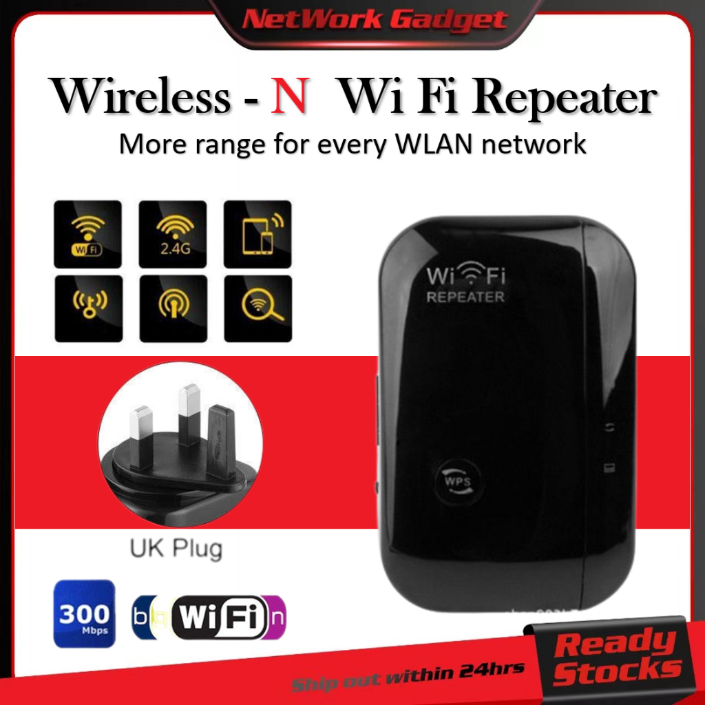 Zachia UK PLUG WiFi Extender wifiN Repeater Amplifier Wireless 802.11N