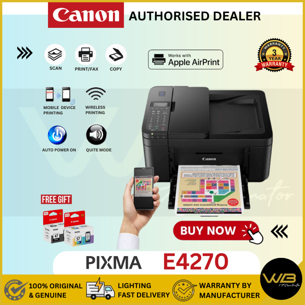 Canon PIXMA E4270 2022 Compact Wireless AllInOne with Fax and