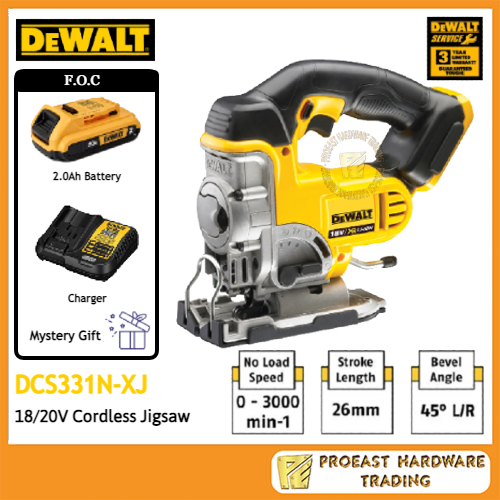 DEWALT 'DCS331NXJ' 18/20V Cordless Jigsaw 1battery,1charger ( DCS331N