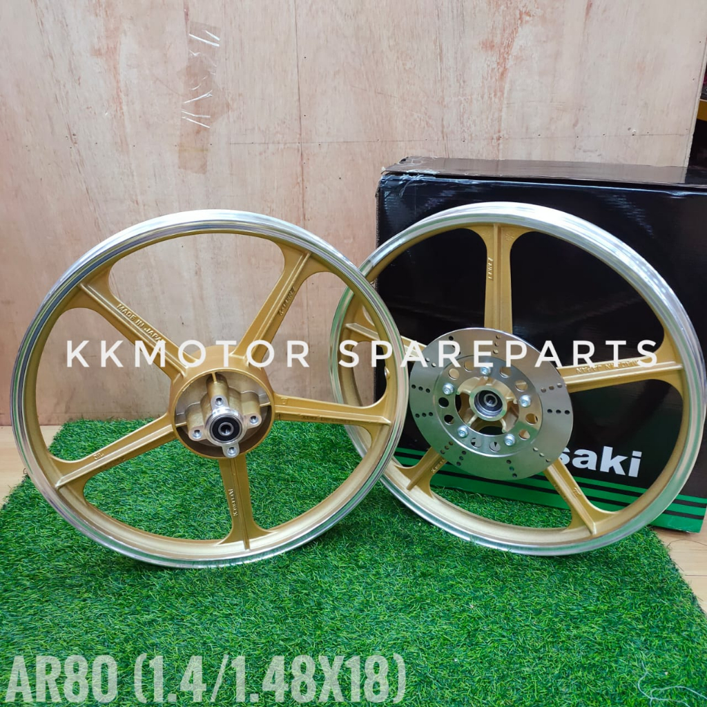 SPORT RIM KAWASAKI AR80 5 BATANG SIAP BEARING BUSH + PIRING DISC FULL ...