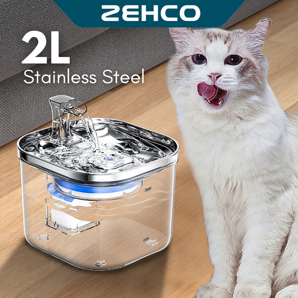 Zehco 2L Pet Water Dispenser with Filter USB Automatic Pet Water Fountain Water Feeder Bowl