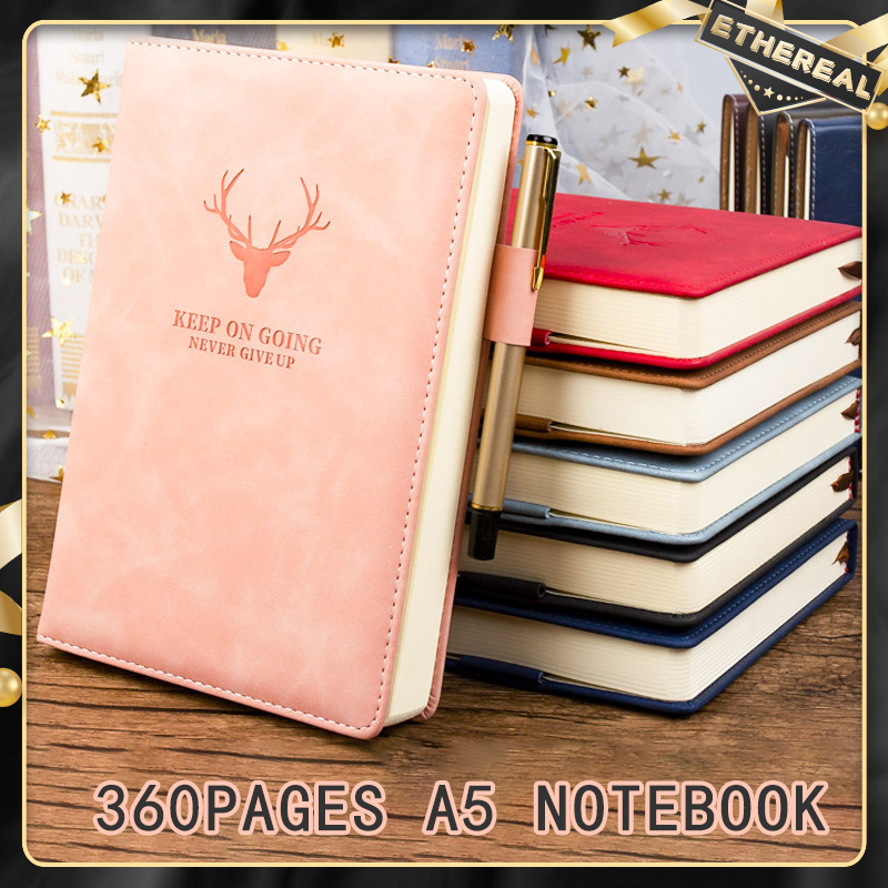 A5 Leather Notebook 360 Pages Paper Notepad Thick Cute Notebook School Supplies Shopee Malaysia