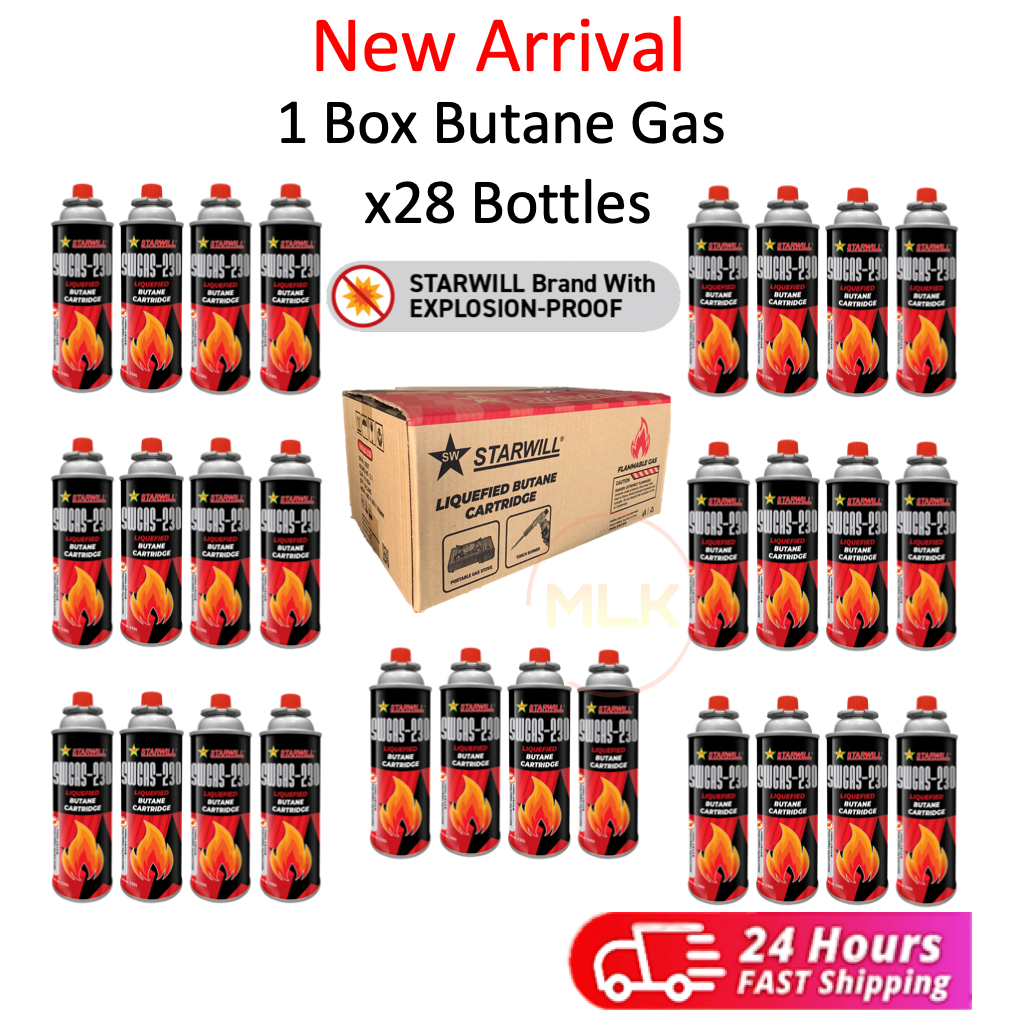MLK 🔥 READY STOCK 🔥 28 Bottles Liquefied Butane Gas Cartridge Portable