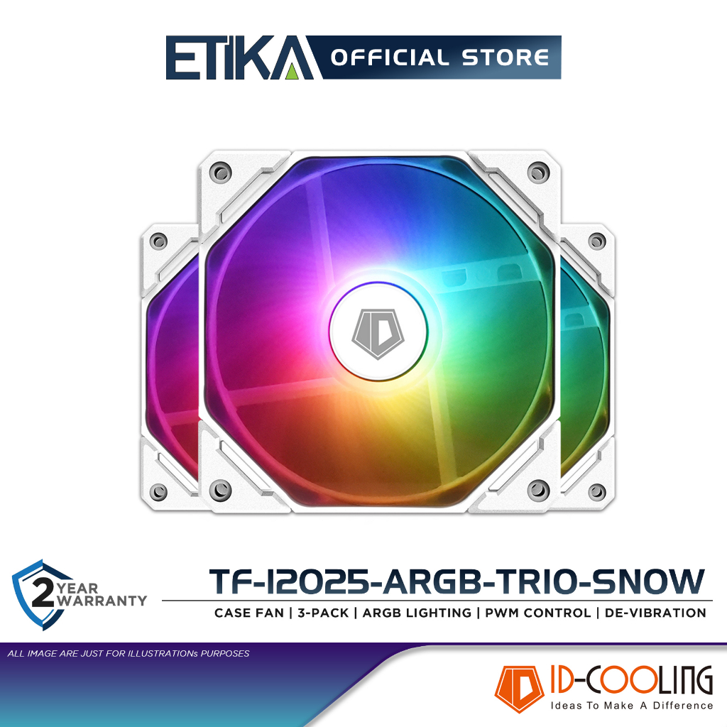 ID-Cooling TF-12025-ARGB-TRIO-SNOW Case Fan | 3-Pack | ARGB Lighting ...