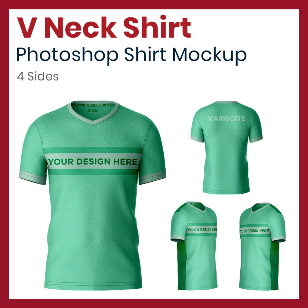 Photoshop Mockup - Jersey V Neck Sport Shirt Mockup Men's Tshirt Baju